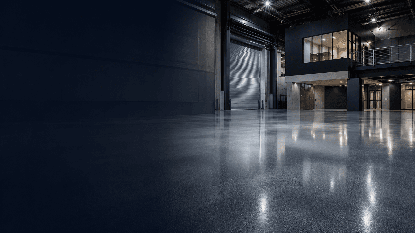 Commercial polished concrete flooring - industrial facility